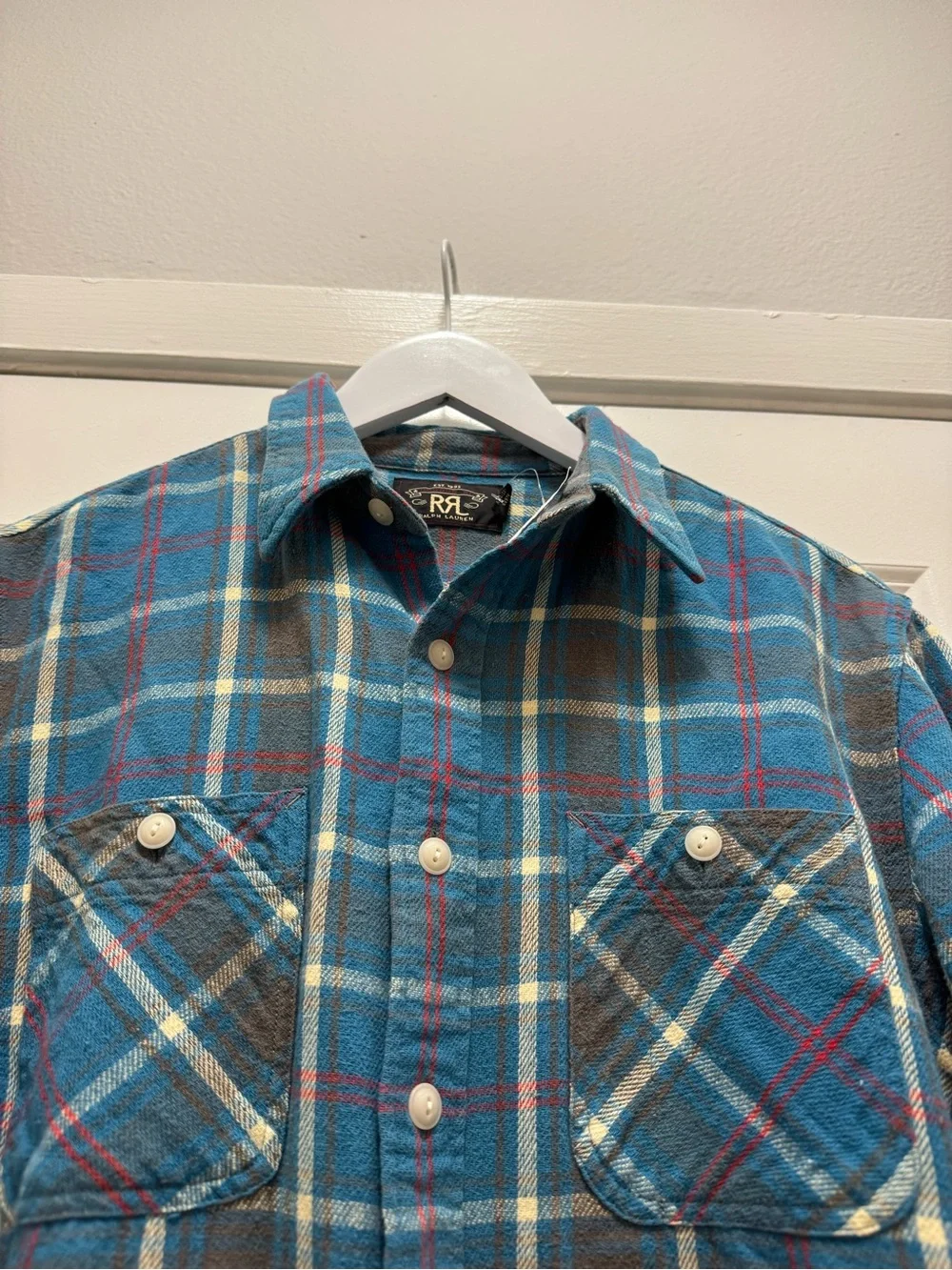 Vintage Ralph Lauren Double RL RRL Blue Flannel Shirt - Picture 11 of 12